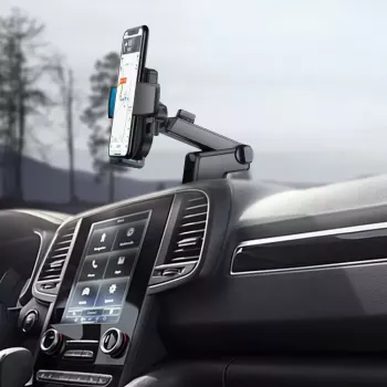 Automobiļa telefona turētājs Joyroom JR-OK3 ar teleskopisko roku, stiprināšanai pie paneļa vai loga, melns, 0.18 kg