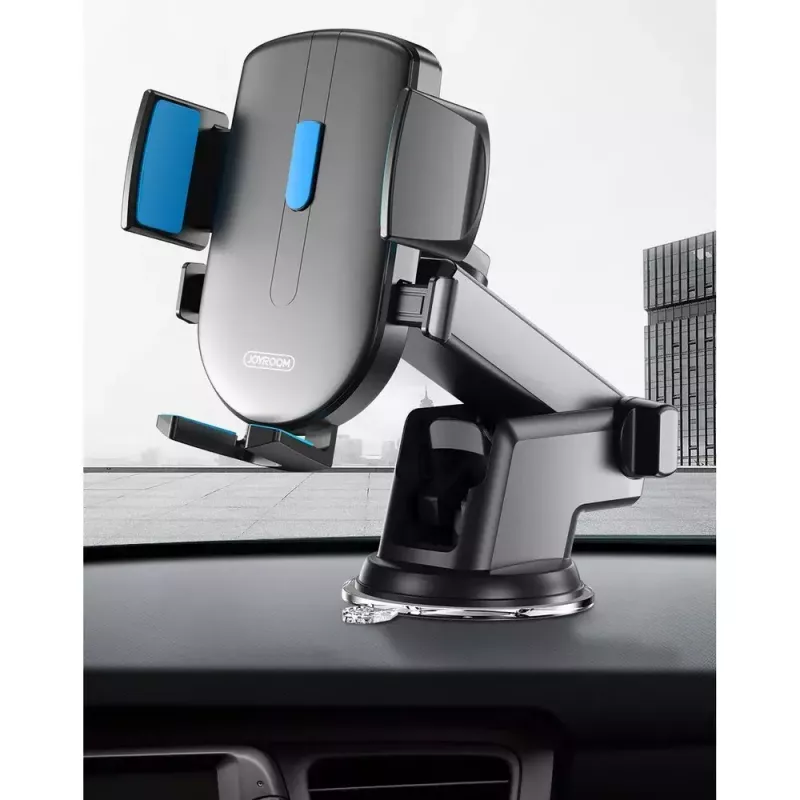Automobiļa telefona turētājs Joyroom JR-OK3 ar teleskopisko roku, stiprināšanai pie paneļa vai loga, melns, 0.18 kg