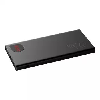 Baseus Adaman Metal power bank, Litija-jonu 10000mAh, 2xUSB, USB-C, Lightning, MicroUSB 22,5W (Melns)