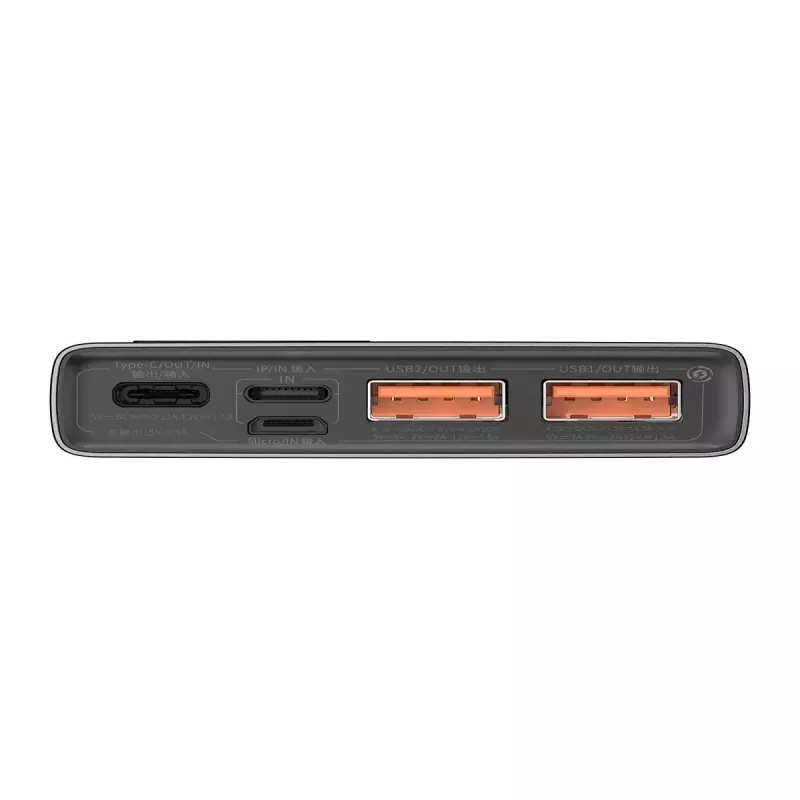Baseus Adaman Metal power bank, Litija-jonu 10000mAh, 2xUSB, USB-C, Lightning, MicroUSB 22,5W (Melns)