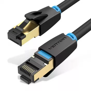 Vention Cat.8 S/FTP vītais vads 1 m Melns RJ-45 zeltīts