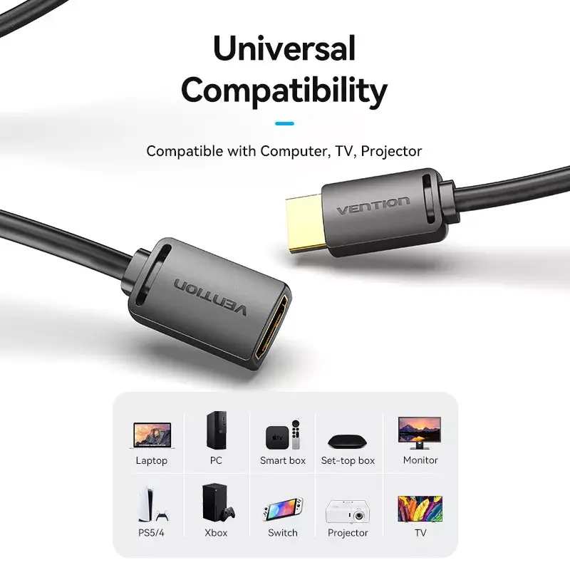 Vention AHCBI HDMI-A spraudnis–HDMI-A ligzda pagarinātājs, 3 m, 4K@60Hz, PVC, melns