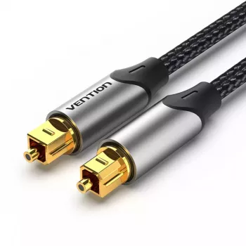 Optiskais audio kabelis Vention 3 m TOSLINK vīrietis-vīrietis, pelēks, neilona apvalks, apzeltīti kontakti