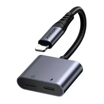2-in-1 audio adapteris Joyroom SY-L01 Lightning uz 3.5mm + Lightning, melns