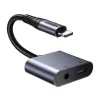 2-in-1 audio adapteris Joyroom SY-L01 Lightning uz 3.5mm + Lightning, melns