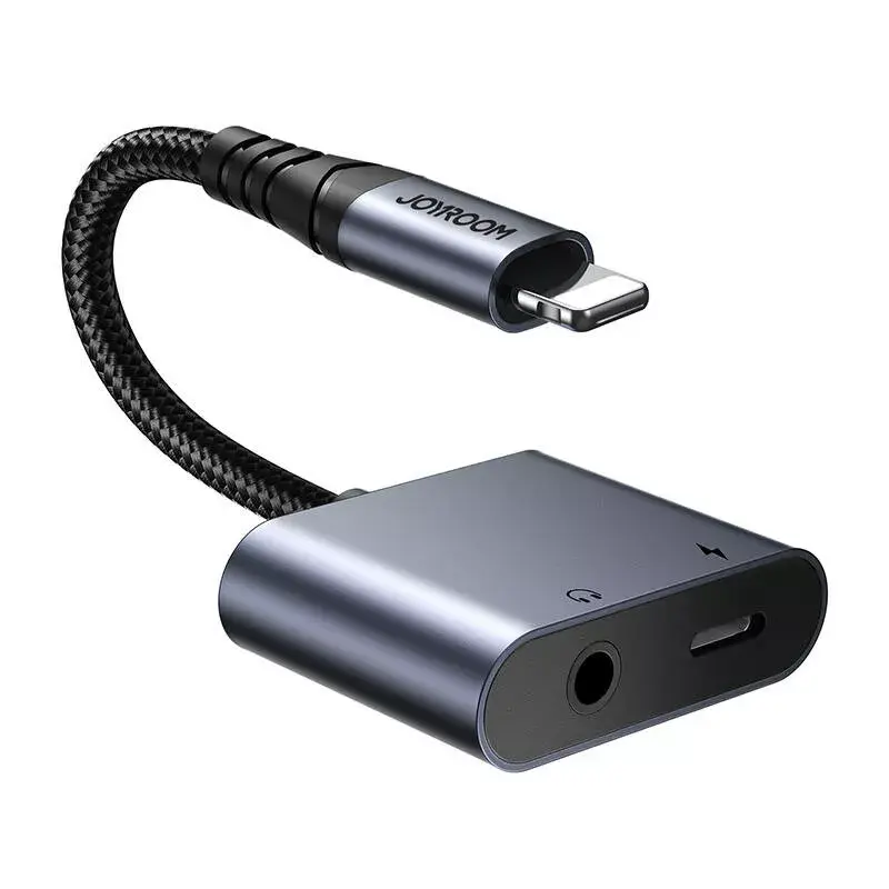 2-in-1 audio adapteris Joyroom SY-L01 Lightning uz 3.5mm + Lightning, melns