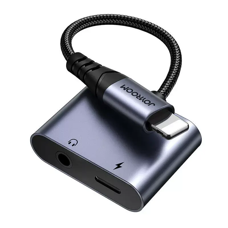 2-in-1 audio adapteris Joyroom SY-L01 Lightning uz 3.5mm + Lightning, melns