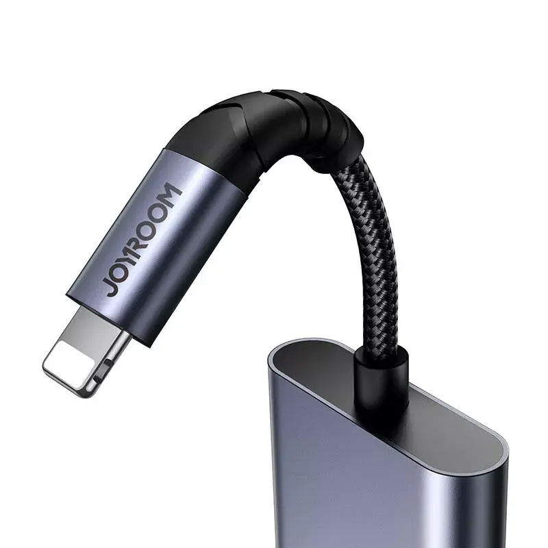 2-in-1 audio adapteris Joyroom SY-L01 Lightning uz 3.5mm + Lightning, melns