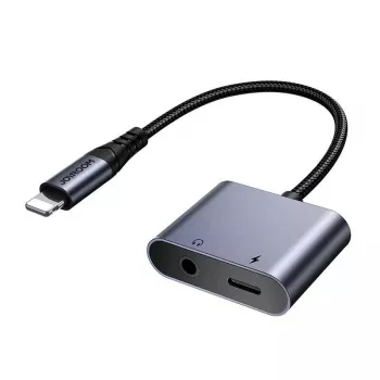 2-in-1 audio adapteris Joyroom SY-L01 Lightning uz 3.5mm + Lightning, melns