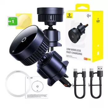 Baseus MagPro CW04 15W Qi2.0 melns – magnētiskais bezvadu lādētājs automašīnai