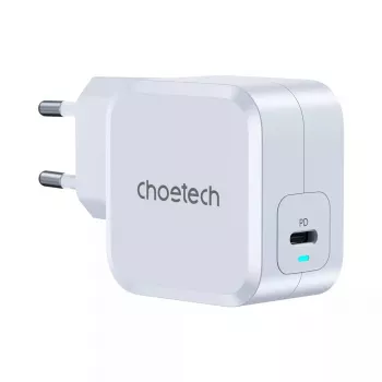 CHOETECH PD8007 GaN USB-C lādētājs 45 W, PD3.0, QC3.0, PPS, EU, balts
