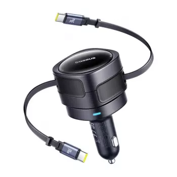 Auto lādētājs Baseus Enjoyment Max 60W ar iebūvētiem USB-C kabeļiem, 60W izeja
