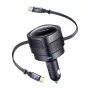 Auto lādētājs Baseus Enjoyment Max 60W ar iebūvētiem USB-C kabeļiem, 60W izeja