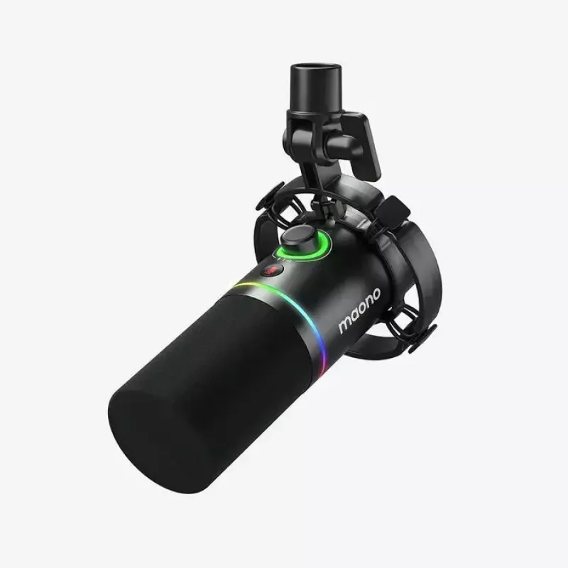 MAONO PD200X dinamiskais mikrofons, RGB apgaismojums, metāla, melns
