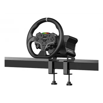 Moza Racing R5 komplekts, stūre + pedāļi, PC, vads, melns, alumīnijs, āda, tērauds, alumīnijs, āda