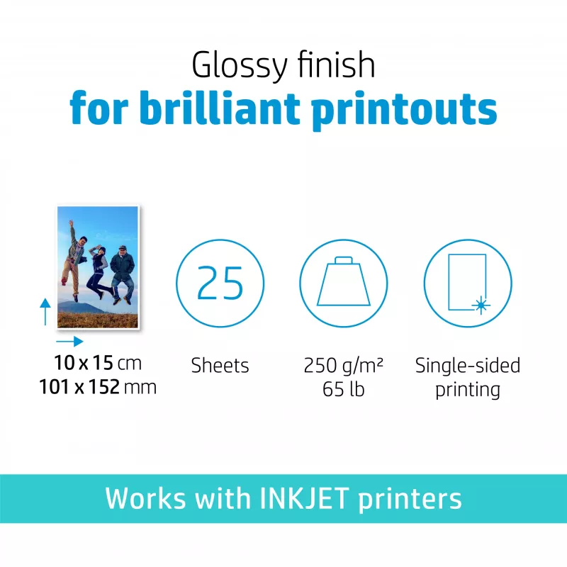 HP Advanced Photo Paper Glossy 250 g/m² 10 x 15 cm (101 x 152 mm) 25 loksnes