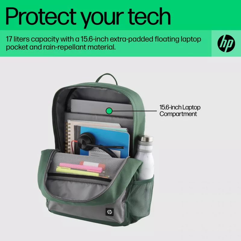 Pieejamā mugursoma HP Campus Green Backpack Green Grey Polyester