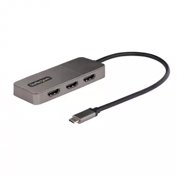 StarTech.com 3-Portu USB-C MST Centrmezgls - USB Type-C uz 3x HDMI Daudzmonitoru Adapteris Portatīvajam Datoram - Trīskāršs HDMI līdz 4K 60Hz ar DP 1.4 Alt Mode un DSC - HDR - 30cm Kabelis - Tikai Windows