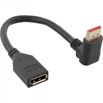 InLine DisplayPort 1.4 adaptera kabelis M/F, 8K4K, uz augšu leņķots, melns/zelta