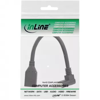 InLine DisplayPort 1.4 adaptera kabelis M/F, 8K4K, uz augšu leņķots, melns/zelta