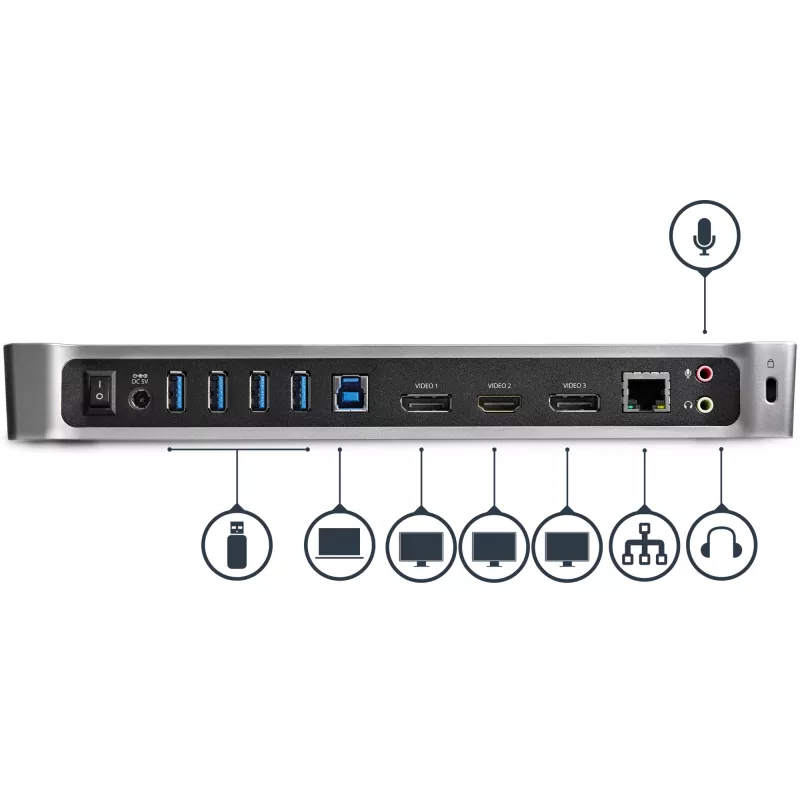 StarTech.com USB 3.0 dokstacija trīs monitoriem - 1x HDMI - 2x DisplayPort