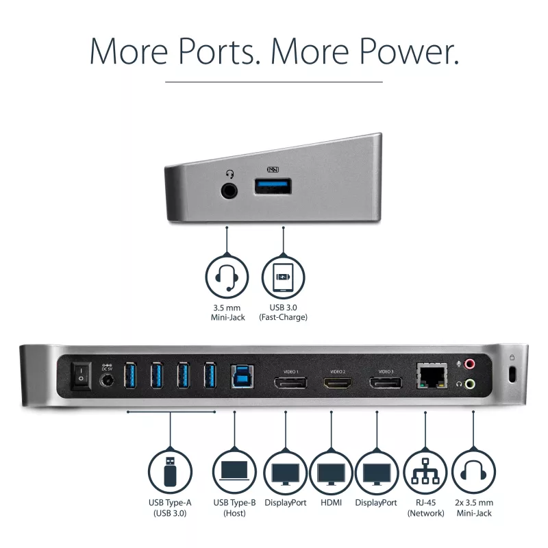 StarTech.com USB 3.0 dokstacija trīs monitoriem - 1x HDMI - 2x DisplayPort