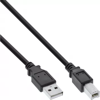 USB 2.0 kabelis A tipa vīriešu / B tipa vīriešu melns 0,3m InLine 34503X
