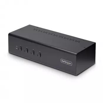 StarTech.com 4-Portu Divu Monitoru DisplayPort KVM Slēdzis, 4K 60Hz, 2x USB 5Gbps Huba Porti, 2x USB 2.0 HID Porti, Karstā taustiņa un Pogas Pārslēgšana, TAA Atbilstošs - 3.5mm Audio, HDCP