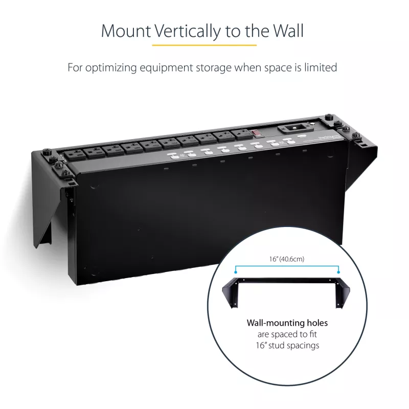 StarTech.com 3U 19 inch vertikālais sienas stiprinājuma kronšteins, sienas stiprinājuma paneļa kronšteins datu/AV/IT/datoru iekārtām, 3U statīvs skapim vai serveru telpai, atbalsta 150 mārciņas (68 kg) ietilpību