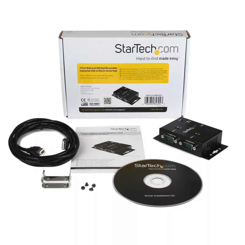 StarTech.com 2 Portu Industriāls USB-Serials Adaptera Hubs ar DIN Sliežu Skavām
