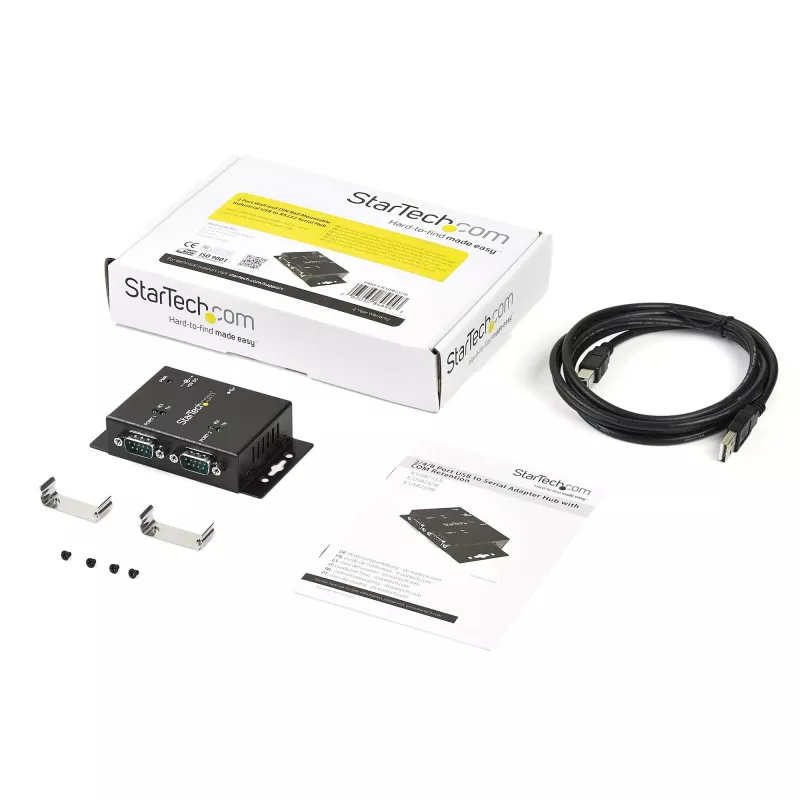 StarTech.com 2 Portu Industriāls USB-Serials Adaptera Hubs ar DIN Sliežu Skavām