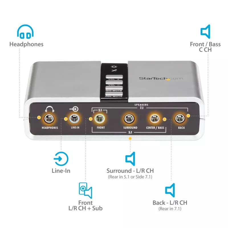 StarTech.com 7.1 USB audio adapteris ārējā skaņas karte ar SPDIF digitālo audio