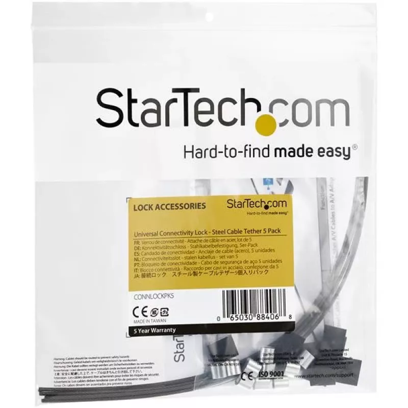 StarTech.com 5 gab. drošības kabeļu siksnas adapteriem un dongļiem - Universāla kabeļa adaptera siksna - Pielāgojama garuma pretzādzības kabeļu siksnu komplekts - Tērauds