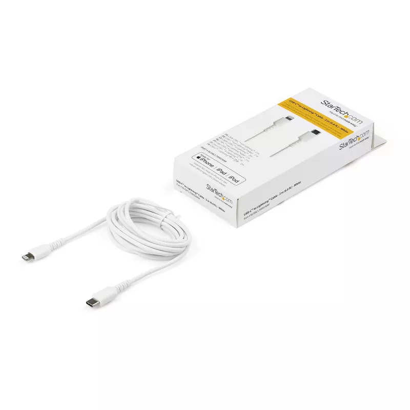 StarTech.com 2m balts USB-C uz Lightning kabelis - izturīgs ar aramīda šķiedru, MFi sertificēts