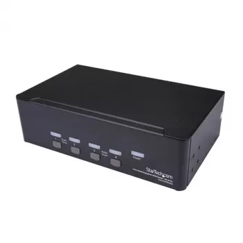 StarTech.com 4 portu Dual DisplayPort KVM slēdzis - 4K 60Hz, 3840 x 2160 pikseļi, 4K Ultra HD, montāžai statīvā, 18 W, 2U, Melns