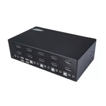 StarTech.com 4 portu Dual DisplayPort KVM slēdzis - 4K 60Hz, 3840 x 2160 pikseļi, 4K Ultra HD, montāžai statīvā, 18 W, 2U, Melns