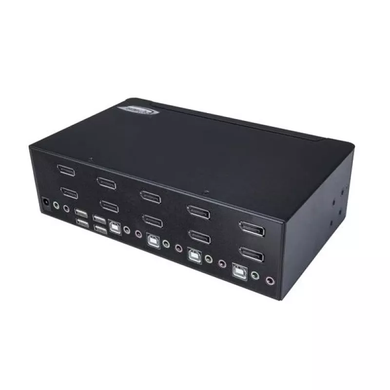 StarTech.com 4 portu Dual DisplayPort KVM slēdzis - 4K 60Hz, 3840 x 2160 pikseļi, 4K Ultra HD, montāžai statīvā, 18 W, 2U, Melns
