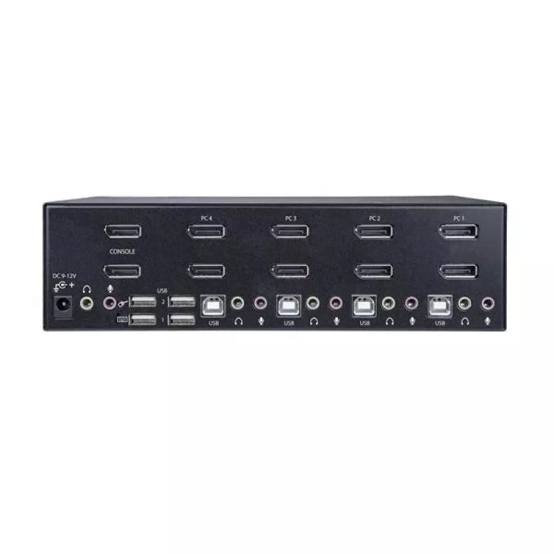 StarTech.com 4 portu Dual DisplayPort KVM slēdzis - 4K 60Hz, 3840 x 2160 pikseļi, 4K Ultra HD, montāžai statīvā, 18 W, 2U, Melns