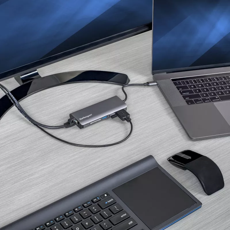 StarTech.com USB-C daudzportu adapteris - USB-C ceļojumu doks ar 4K HDMI, 3x USB 3.0 centrmezgls, SD/SDHC, GbE, 60W PD 3.0 caurlaide - USB Type-C/Thunderbolt 3 - aizstāj DKT30CSDHPD
