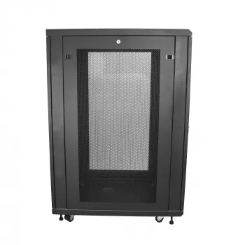 StarTech.com 4-Post 24U Server Rack Cabinet, bloķējams 19 collu datu skapis serveriem, AV un IT aprīkojumam, ar riteņiem un regulējamām montāžas sliedēm