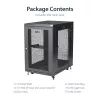 StarTech.com 4-Post 18U Server Rack Cabinet, Lockable 19 collu datu skapis serveriem, AV un IT iekārtām, biroja/mājas tīkla skapis ar riteņiem un regulējamām montāžas sliedēm