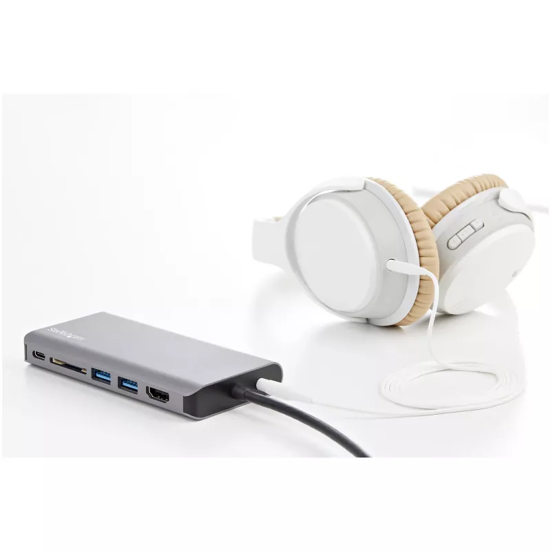 StarTech.com USB-C daudzportu adapteris - USB-C mini ceļojuma dokstacija ar 4K HDMI vai 1080p VGA - 3x USB 3.0 centrmezgls, SD, GbE, audio, 100W PD caurlaide - portatīvā dokstacija klēpjdatoram/planšetdatoram