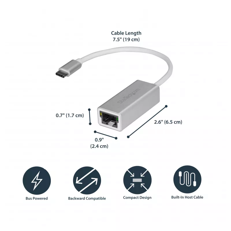 StarTech.com USB-C uz Gigabit tīkla adapteris - Sudraba
