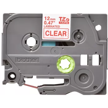 Laminēta lente Brother TZe132 12mm Sarkana uz caurspīdīga