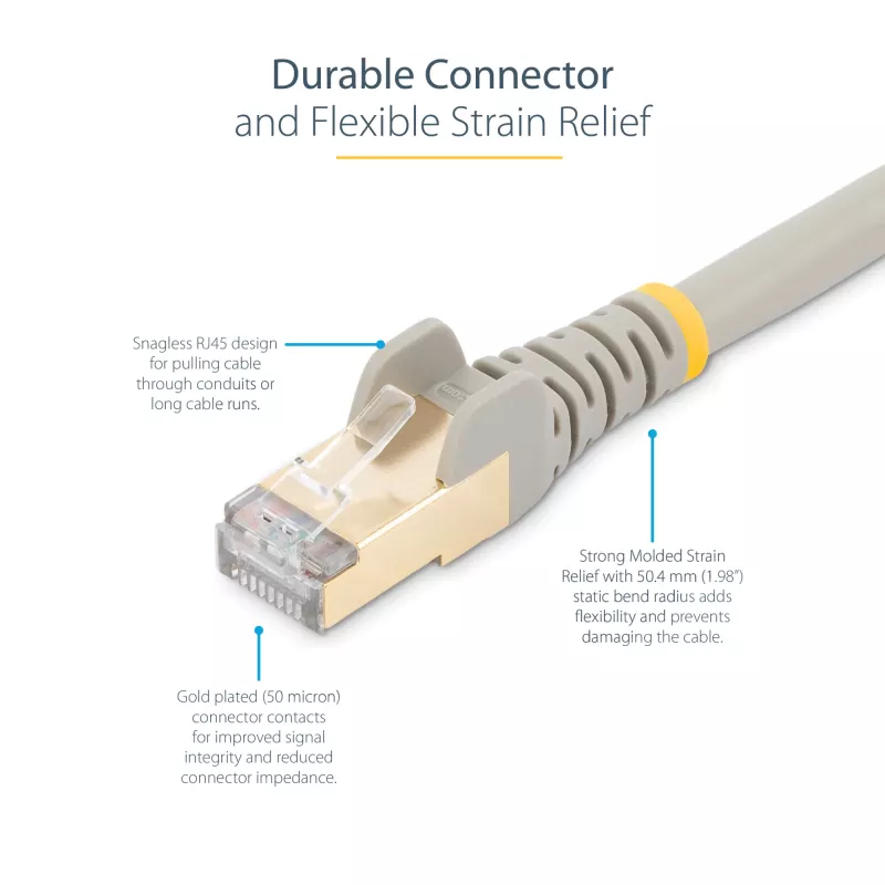 StarTech.com 10m CAT6a Ethernet kabelis - 10 Gigabit ekranēts, bezķēdes RJ45 100W PoE savienotājs - 10GbE STP tīkla kabelis ar sprieguma mazinātāju - Pelēks, individuāli pārbaudīts / UL sertificēts vads / TIA
