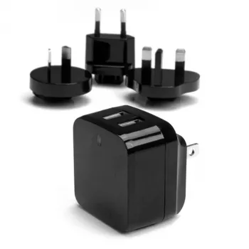 StarTech.com Divu portu USB sienas lādētājs starptautiskajiem ceļojumiem – 17W/3.4A – melns