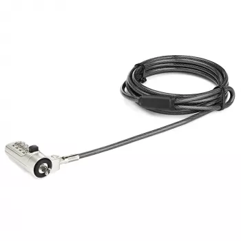 StarTech.com 6.5ft (2m) Portatīvā klēpjdatora slēdzene - 4 ciparu kombinācijas drošības kabelis klēpjdatoriem/datoriem ar ķīļveida slotu - Pretzādzības tērauda troses slēdzene ar vinila pārklājumu