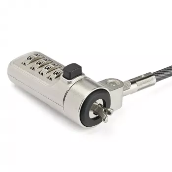 StarTech.com 6.5ft (2m) Portatīvā klēpjdatora slēdzene - 4 ciparu kombinācijas drošības kabelis klēpjdatoriem/datoriem ar ķīļveida slotu - Pretzādzības tērauda troses slēdzene ar vinila pārklājumu