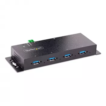 StarTech.com 4-Port rūpnieciskais USB 3.0 5Gbps centrmezgls, izturīgs USB centrmezgls ar ESD aizsardzību, DIN/sienas/galda montāžai, USB-A centrmezgls ar bloķējamiem portiem, smagās slodzes - TAA