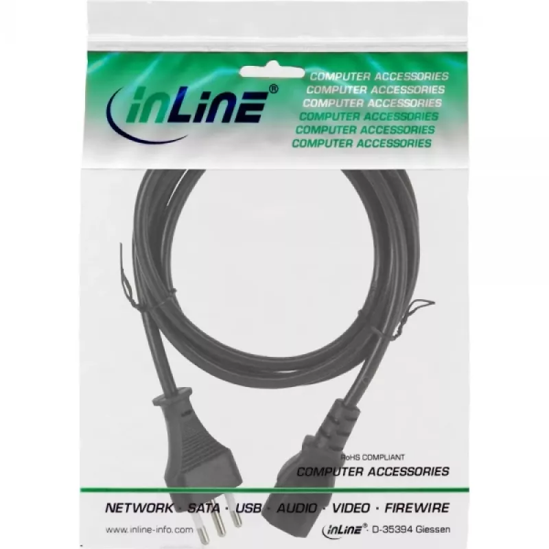 InLine barošanas kabelis, Itālijas spraudnis / 3pin IEC C13 vīrišķais, 1,8m